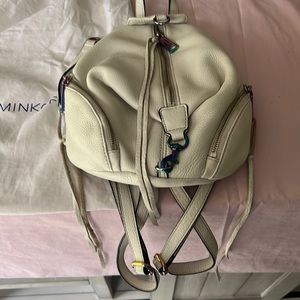 Rebecca Minkoff Mini White Pebble Leather Backpack